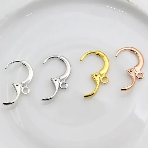 925 Sterling Silver Leverback Earring Hooks With Open Loop DIY Round Earring Findings For Jewelry Making Gold Rose Gold Plated