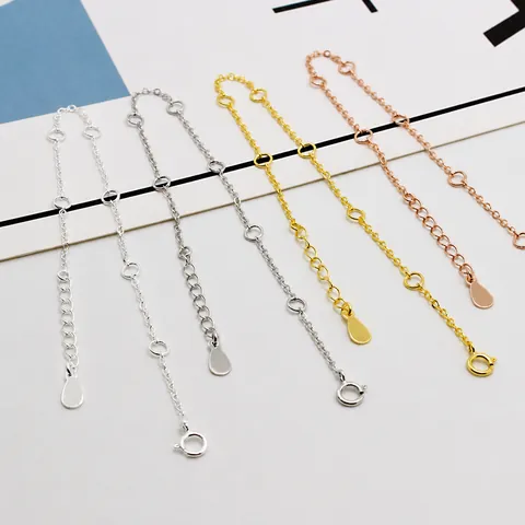 S925 Sterling Silver O Chain Anklet Bracelet For Women Adjustable Minimalist DIY Jewelry Making Chain Foot Jewelry Gift