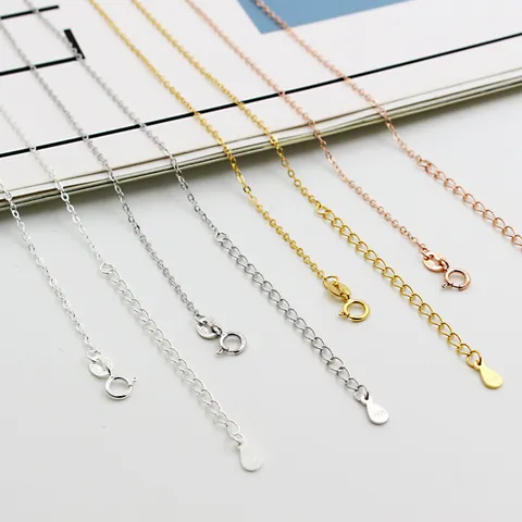 925 Sterling Silver O Chain Necklace For Women DIY Jewelry Making Minimalist Adjustable Extension Fine Jewelry Necklace