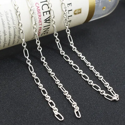 925 Sterling Silver Figaro Chain DIY Unfinished Jewelry Making Chain For Necklace Bracelet Unisex Hip Hop Punk Style Silver