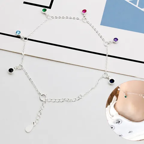 S925 Sterling Silver O Chain Anklet Bracelet For Women Adjustable Minimalist DIY Jewelry Making Chain Foot Jewelry Gift