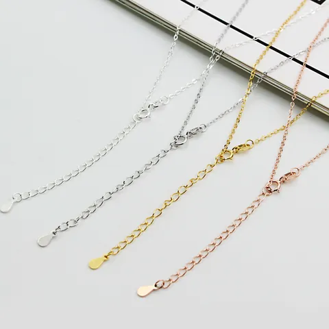 925 Sterling Silver O Chain Necklace For Women DIY Jewelry Making Minimalist Adjustable Extension Fine Jewelry Necklace
