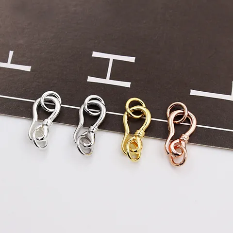 925 Sterling Silver S-Hook Jewelry Clasps DIY Connector Accessories For Necklace Bracelet Making Gold Silver Rose Gold Plated Findings