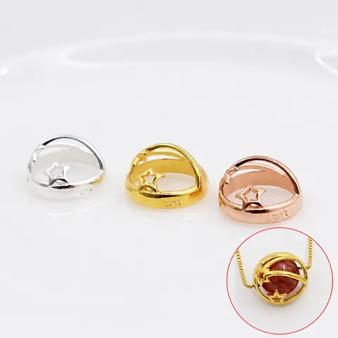 S925 Sterling Silver Planet Star Hollow Bead Cage Pendant Jewelry Making Findings For DIY Necklace Bracelet Bracelet Accessory