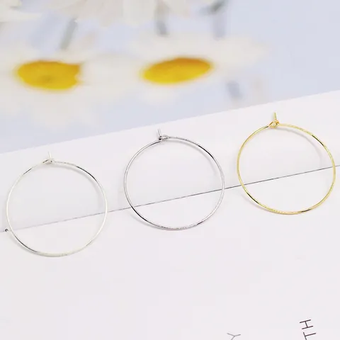 S925 Argento Sterling Grandi Orecchini a Cerchio Rotondi DIY Gioielli Creazione Risultati 925 Argento Minimalista Ganci Orecchini