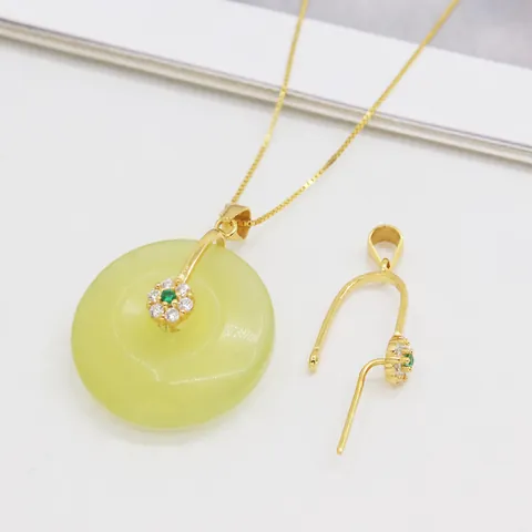 S925 Sterling Zilveren Zirkoon Bloem Hanger Oogje Sluiting Connector Voor DIY Sieraden Maken Jade Kristallen Hanger Houder