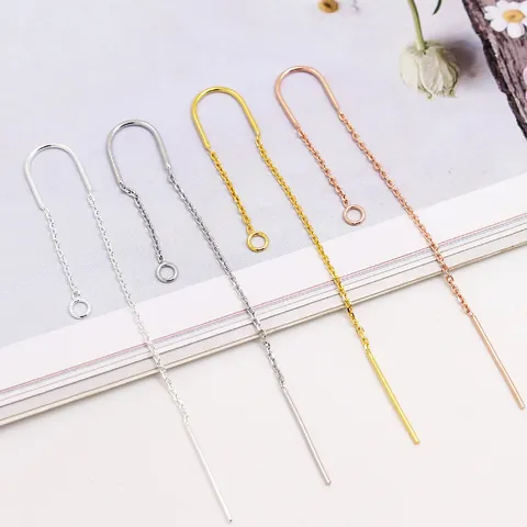 925 Sterling Silver U-Shape Earring Threaders DIY Jewelry Making Findings Cable Chain Ear Lines For Women Handmade Jewelry