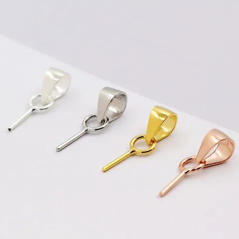 925 Sterling Silver Pendant Bail Pins For Half Drilled Beads DIY Jewelry Making Findings Connector For Pearls Gemstones