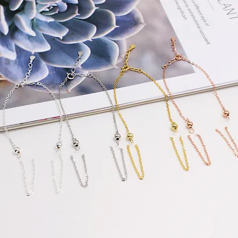 925 Sterling Silver DIY Bracelet Chain Adjustable Cross Link Necklace For Ping'an Kou Handmade Jewelry Finding Component For Women