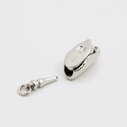 Fermoir Bijoux Argent Sterling S925 Connecteur de Boîte DIY pour Collier Bracelet Apprêts Création de Bijoux Forme de Haricot