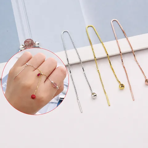 Orecchini a Filo in Argento Sterling S925 per Donna Catena ad Anello Regolabile Fai da Te Gioielli Catena Veneziana Con Perla