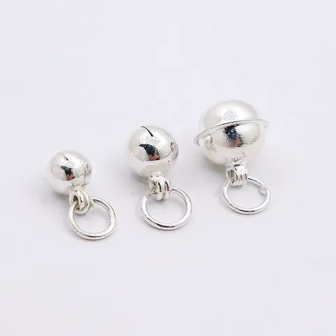 Copper Silver Plated Round Bell Pendant For DIY Bracelet Necklace Jewelry Making Small Sounding Ball Charm For Women