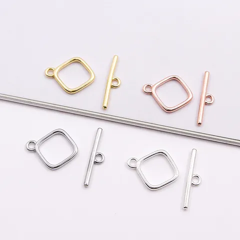 S925 Sterling Silver Square OT Clasp Toggle Connector For DIY Necklace Bracelet Jewelry Making Accessories Handcrafted Clasps