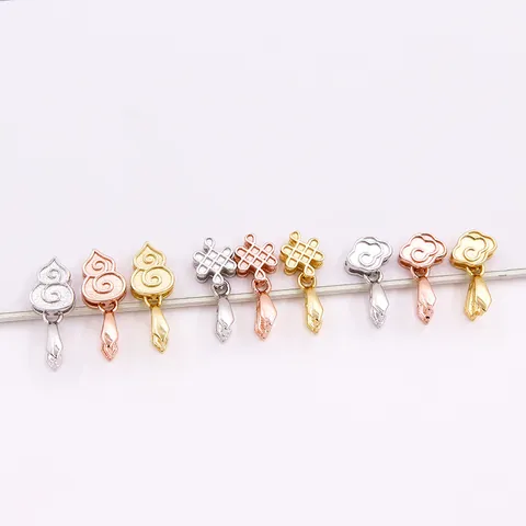 925 Sterling Silver Pendant Pinch Bail Connectors Chinese Knot Gourd Cloud Shapes For DIY Jewelry Making Gold Rose Gold Silver Plated Findings