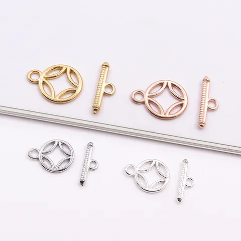 925 Argento Sterling Chiusura Toggle Forma Moneta di Rame Traforata DIY Connettore Gioielli per Collana Bracciale