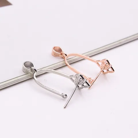 925 Sterling Silver Pendant Bail Clover Heart DIY Jewelry Making Connector With Zirconia Turquoise For Jade Necklace Findings