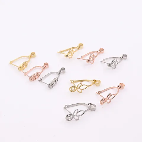 S925 Sterling Silver Pendant Bail Clasp For DIY Jewelry Making Hollow Heart Flower Oriental Character Pendant Connector Findings Component