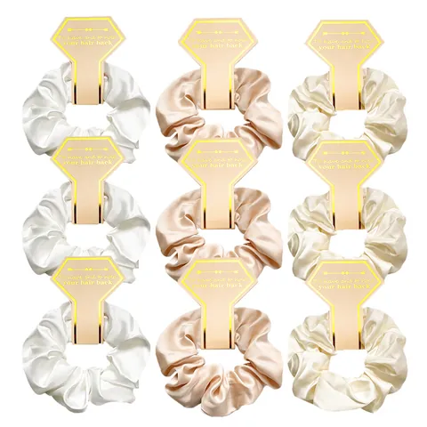 Chouchous en Satin Élégants pour Femmes Haute Élasticité Aspect Soie Plissé Bandeaux Accessoires de Coiffure Quotidiens