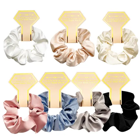 Chouchous en Satin Élégants pour Femmes Haute Élasticité Aspect Soie Plissé Bandeaux Accessoires de Coiffure Quotidiens