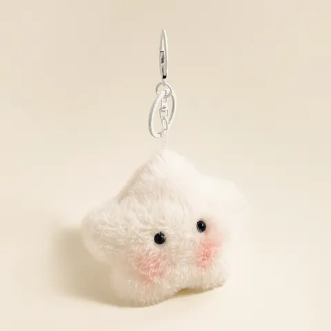 Creative Plush Star And Cloud Keychain Squeaky Soft Stuffed Bag Hanging Charm For Women Girls Cute Cartoon Decoration Gift
