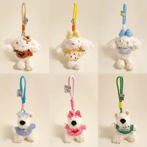 Süßer Plüsch Tier Schlüsselanhänger Mit Strickpullover Herz Muster Weiches Gefülltes Hund Kaninchen Spielzeug Taschenanhänger Rucksack Dekoration Geschenk
