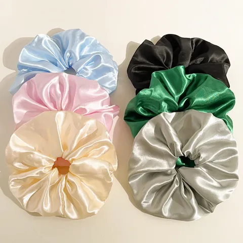 Übergroße Satin Haargummis Einfarbig Elastische Haarbänder Elegant Hochglanz Pferdeschwanz Halter Mode Accessoires Damen