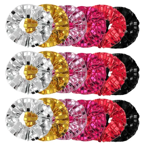 Chouchous à Paillettes Boule Disco Pour Femmes Miroir Carré Élastiques À Cheveux Brillants Rétro Fête Performance Accessoires