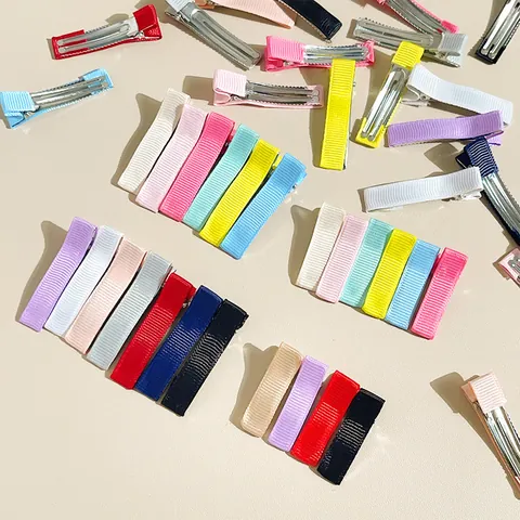 Mollette per Capelli a Becco d'Anatra Avvolte in Nastro Grosgrain Pastorale Per Donne Ragazze Fermagli Colorati Fai-da-te Accessori per Capelli