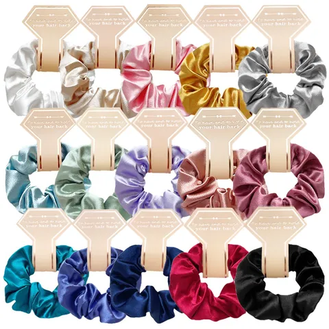 Elegante Satin Haargummi Auf Diamant Kartenhalter Für Hochzeit Junggesellinnenabschied Einfarbig Elastische Haarbänder Damen Accessoires