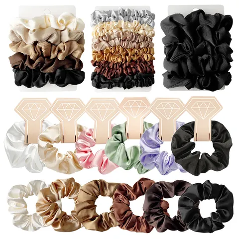 Chouchous en Satin Élastiques à Cheveux Élégants Porte-Queue de Cheval en Tissu Lisse Accessoires de Coiffure à Paillettes Disco pour Femmes Filles