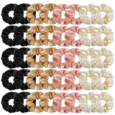 Elastische Satijnen Scrunchies Haarelastiekjes Voor Dames Effen Kleur Stoffen Haarbanden Ponytail Holder Haaraccessoires