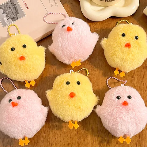 Cute Plush Chick Keychain Pendant For Backpack Soft Stuffed Animal Chick Toy With Ball Chain Bag Accessory Gift For Girls Women