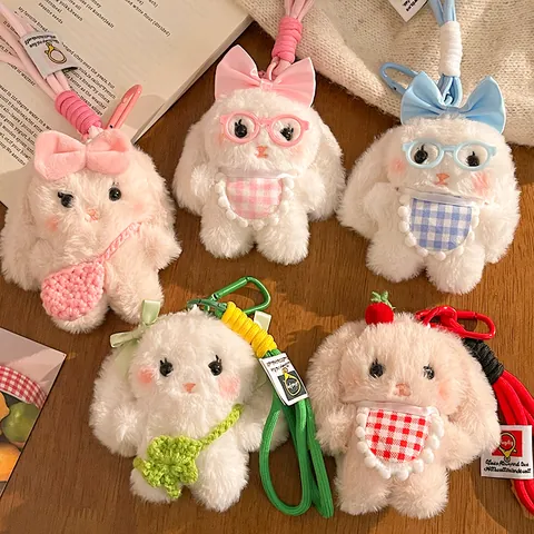 Cartoon Sweet Plush Bunny Keychain Pendant Kawaii Soft Rabbit Doll Bag Ornament Accessory For Women Girls Gift