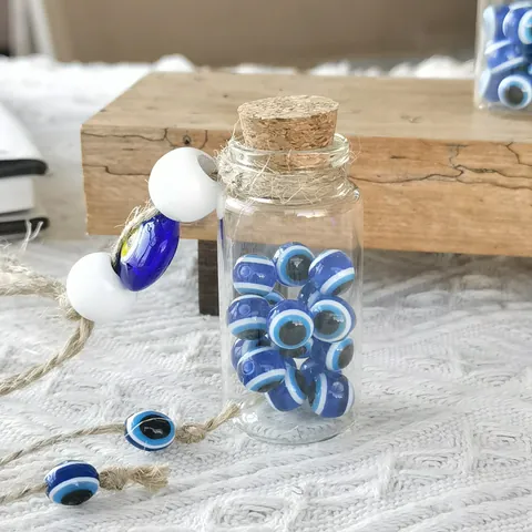 Turkish Blue Evil Eye Glass Bottle Hanging Ornament With Cork Hemp Rope Nazar Protection Amulet Home Car Wall Decoration
