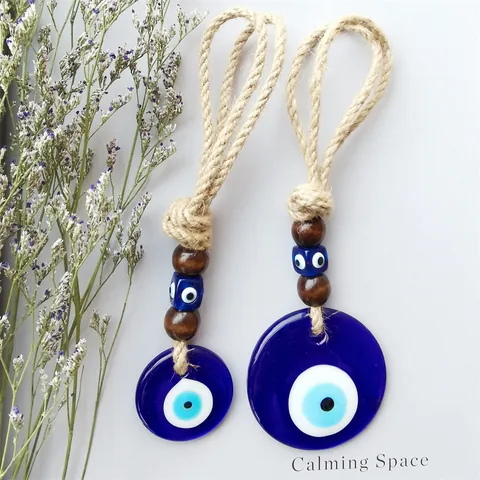 Handgefertigt Türkisch Böser Blick Glas Wandbehang Ornament Blau Nazar Perle Holz Dekor Schutz Amulett Haus Auto Charme