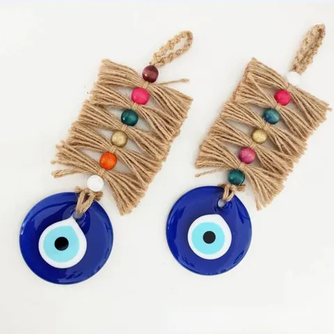 Türkischer Böser Blick Glas Wandbehang Nazar Home Dekor Mit Hanfseil Und Farbigen Holzperlen Bohemian Stil Amulett Geschenk