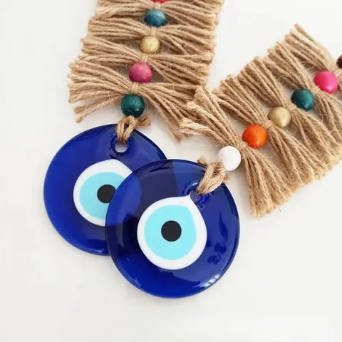 Türkischer Böser Blick Glas Wandbehang Nazar Home Dekor Mit Hanfseil Und Farbigen Holzperlen Bohemian Stil Amulett Geschenk