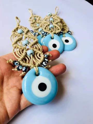 Handgemacht Türkischer Böser Blick Wandbehang Nazar Amulett Blaues Glas Nazar Schutz Heimdeko Böhmisch Gewebtes Seil Hängende Deko