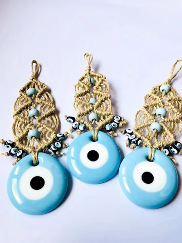 Handgemacht Türkischer Böser Blick Wandbehang Nazar Amulett Blaues Glas Nazar Schutz Heimdeko Böhmisch Gewebtes Seil Hängende Deko