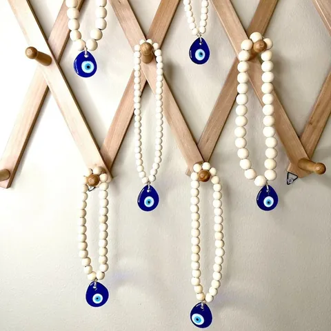 Decorazione da Parete in Legno Malocchio Stile Nordico Pendente Boho per Specchietto Retrovisore Auto Casa Ufficio Protezione