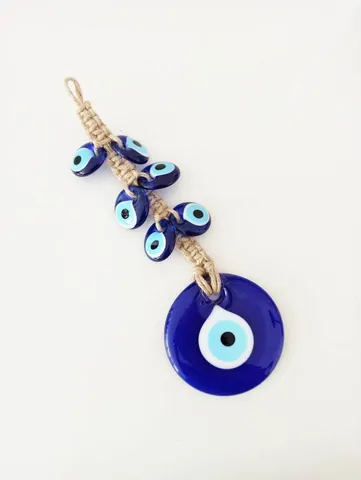 Turkish Evil Eye Glass Hanging Ornament Handmade Hemp Rope Nazar Beads Wall Decor For Home Office Protection Decoration