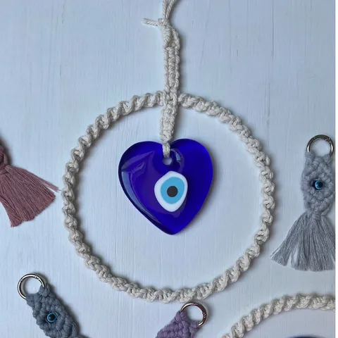 Handgefertigt Macrame Böser Blick Wandbehang Türkisch Nazar Glas Anhänger Boho Heimdeko Für Hotel Wohnzimmer Schlafzimmer Dekoration