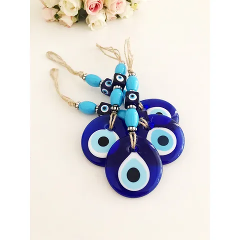Blau Glas Böser Blick Hängende Dekoration Mit Hanfseil Türkisches Nazar Amulett Für Haus Auto Wand Deko Retro Ethno-Stil