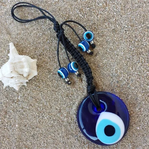 Turkish Blue Glass Evil Eye Hanging Ornament Nazar Bead Wall Decor Protection Amulet Home Car Charm Hand Woven Tassel Pendant