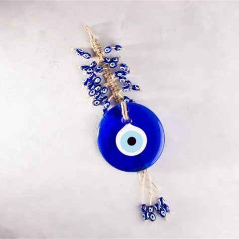 Turkish Evil Eye Glass Hanging Ornament Handmade Woven Hemp Rope Nazar Bead Wall Decor Protection Charm Home Decoration