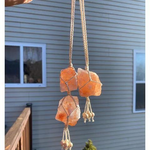 Handmade Woven Himalayan Salt Stone Pendant Natural Raw Crystal Hanging Ornament For Car Rearview Mirror Home Wall Decor Bohemian Style