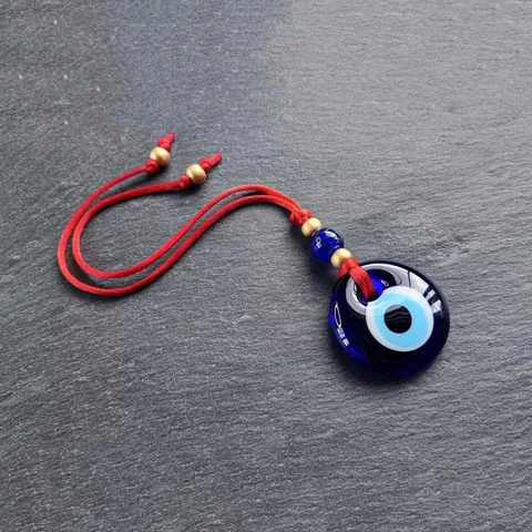 Blue Glass Evil Eye Hanging Amulet Pendant Red Braided Rope Golden Beads Car Home Wall Decor Protection Ornament Gift