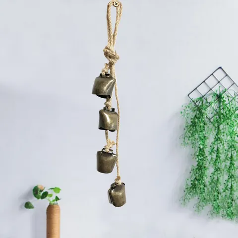 Vintage Metallglocken Windspiel Antike Bronze Hängedeko Mit Handgefertigtem Hanfseil Für Wand Haus Garten Hof Dekoration