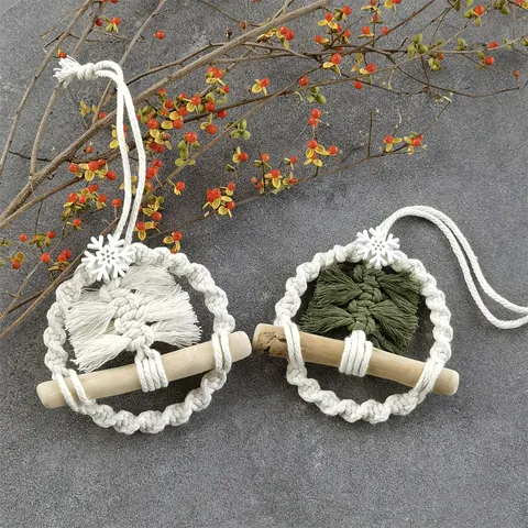 Handmade Macrame Christmas Tree Wall Hanging Ornament Cotton Rope Bohemian Holiday Decoration Snowflake Home Decor Gift