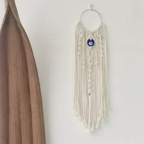 Tenture Murale Boho Macramé Mauvais Œil Fait Main Coton Tissé Gland Attrape-Rêves Décor Maison Pour Salon Chambre Appartement Bureau